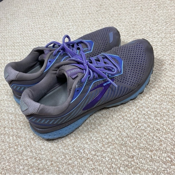 Brooks Ghost 12 Gray Blue Purple Running Shoes - Picture 4 of 8